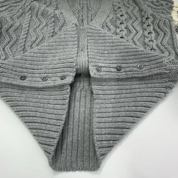 Thom Browne Thom Browne Gray Striped Cardigan Sweater for Men Size US S / EU 44-46 / 1 - 8 Thumbnail