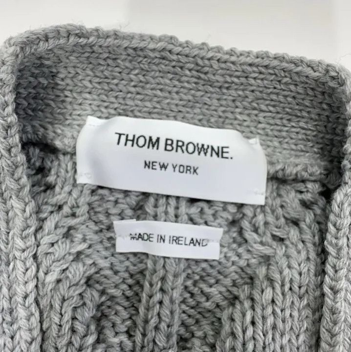 Thom Browne Thom Browne Gray Striped Cardigan Sweater for Men Size US S / EU 44-46 / 1 - 5 Thumbnail