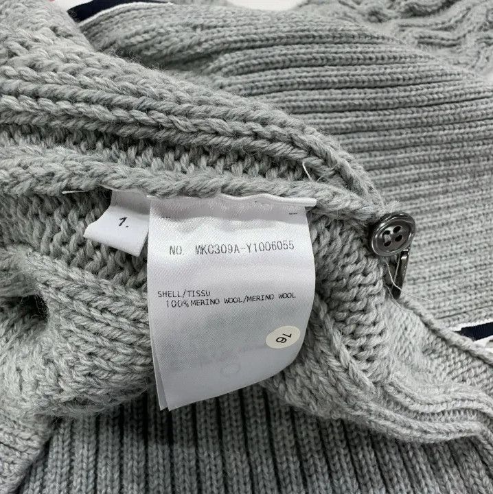 Thom Browne Thom Browne Gray Striped Cardigan Sweater for Men Size US S / EU 44-46 / 1 - 4 Thumbnail