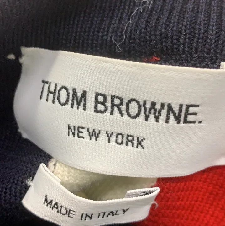 Thom Browne Thom Browne Blue Logo Embroidered Wool Sweater Size US S / EU 44-46 / 1 - 4 Thumbnail