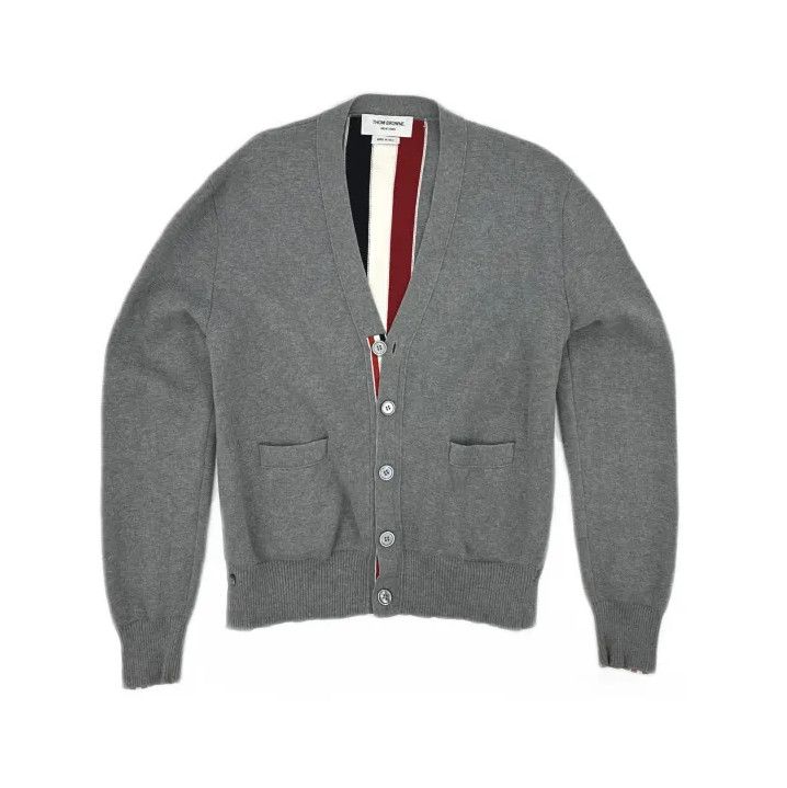 Thom Browne Thom Browne Gray Casual Knit Cardigan for Men Size US M / EU 48-50 / 2 - 2 Thumbnail
