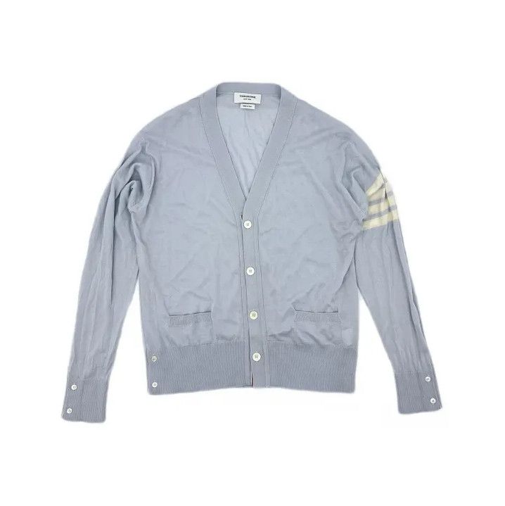 Thom Browne Thom Browne Blue Casual Knit Cardigan for Men Size US M / EU 48-50 / 2 - 2 Thumbnail