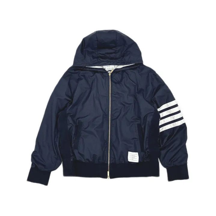 Thom Browne Thom Browne Navy Hooded Jacket for Men Size US M / EU 48-50 / 2 - 2 Thumbnail