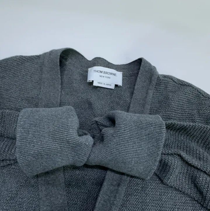 Thom Browne Thom Browne Gray Striped V-Neck Cardigan Sweater Size US S / EU 44-46 / 1 - 8 Thumbnail