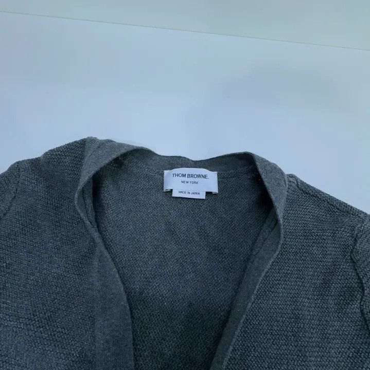 Thom Browne Thom Browne Gray Striped V-Neck Cardigan Sweater Size US S / EU 44-46 / 1 - 7 Thumbnail