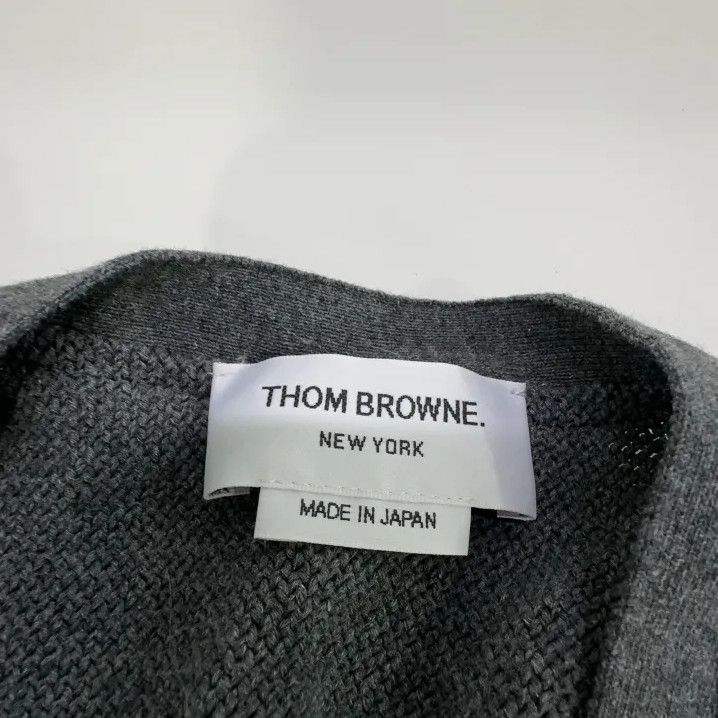 Thom Browne Thom Browne Gray Striped V-Neck Cardigan Sweater Size US S / EU 44-46 / 1 - 6 Thumbnail