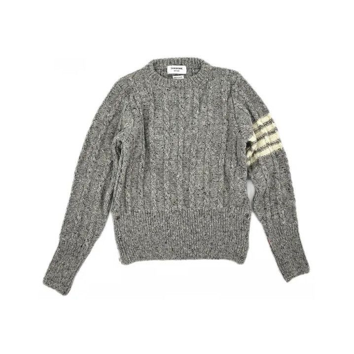 Thom Browne Thom Browne Gray Striped Wool Long Sleeve Sweater Size US S / EU 44-46 / 1 - 2 Thumbnail