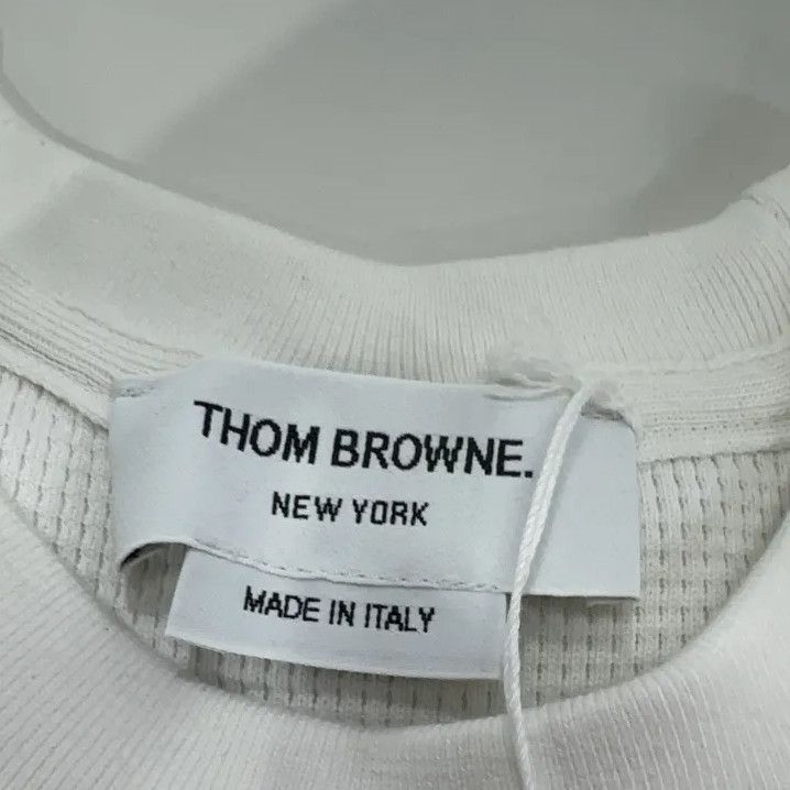 Thom Browne Thom Browne Classic Crewneck Waffle Knit White Sweatshirt Size US S / EU 44-46 / 1 - 5 Thumbnail