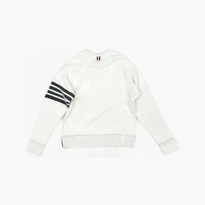 Thom Browne Thom Browne Classic Crewneck Waffle Knit White Sweatshirt Size US S / EU 44-46 / 1 - 3 Thumbnail