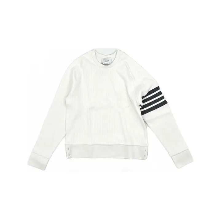Thom Browne Thom Browne Classic Crewneck Waffle Knit White Sweatshirt Size US S / EU 44-46 / 1 - 2 Thumbnail