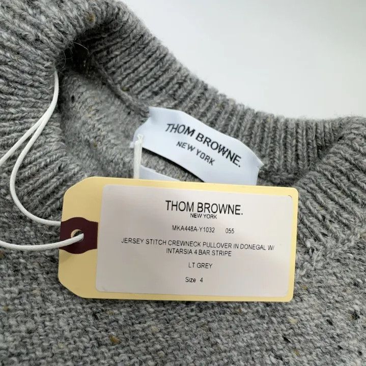 Thom Browne Thom Browne Gray Wool Crewneck Sweater Size US M / EU 48-50 / 2 - 4 Thumbnail
