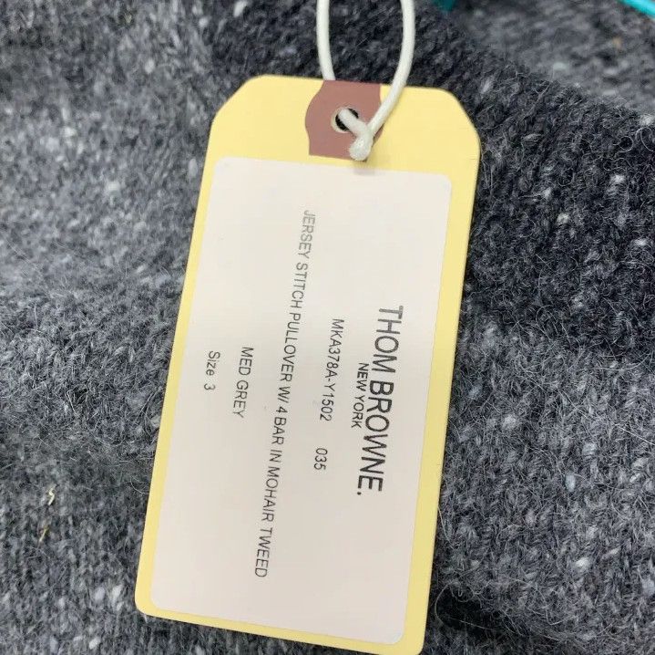 Thom Browne Thom Browne Gray Textured Wool Sweater for Men Size US M / EU 48-50 / 2 - 5 Thumbnail