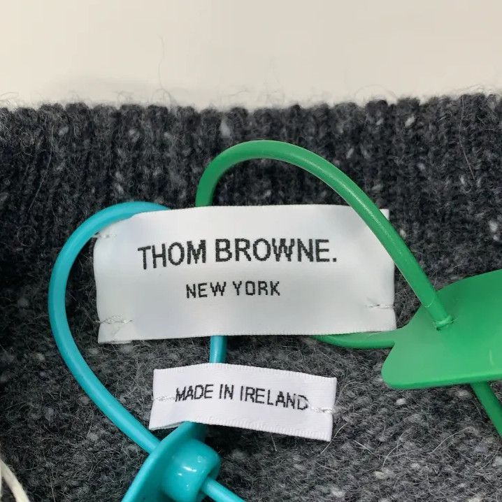 Thom Browne Thom Browne Gray Textured Wool Sweater for Men Size US M / EU 48-50 / 2 - 4 Thumbnail