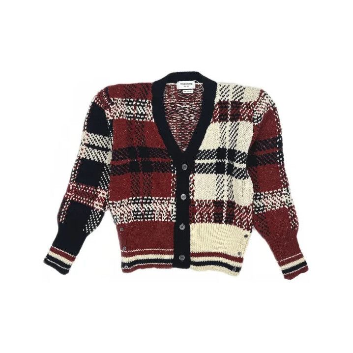 Thom Browne Thom Browne Red Plaid V-Neck Knit Sweater Size US M / EU 48-50 / 2 - 2 Thumbnail