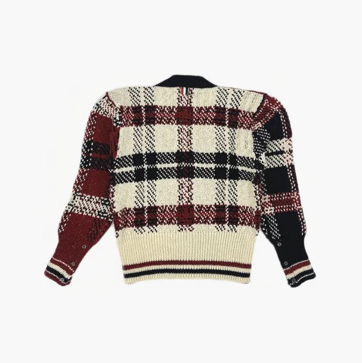 Thom Browne Thom Browne Red Plaid V-Neck Knit Sweater Size US M / EU 48-50 / 2 - 3 Thumbnail