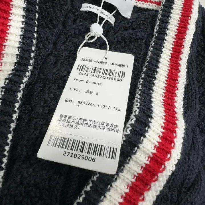 Thom Browne Thom Browne V-Neck Knitwear with Stripes Size US M / EU 48-50 / 2 - 5 Thumbnail