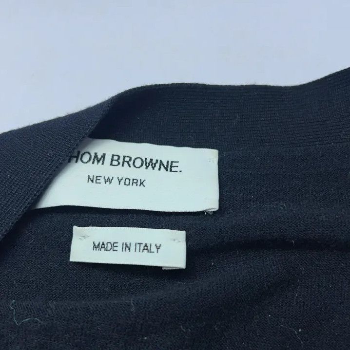 Thom Browne Thom Browne Blue Merino Wool V-Neck Cardigan Size US M / EU 48-50 / 2 - 4 Thumbnail