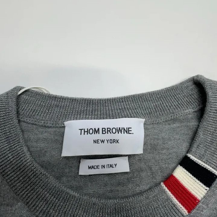 Thom Browne Thom Browne Gray Striped Detail Crewneck Sweater Size US M / EU 48-50 / 2 - 3 Thumbnail