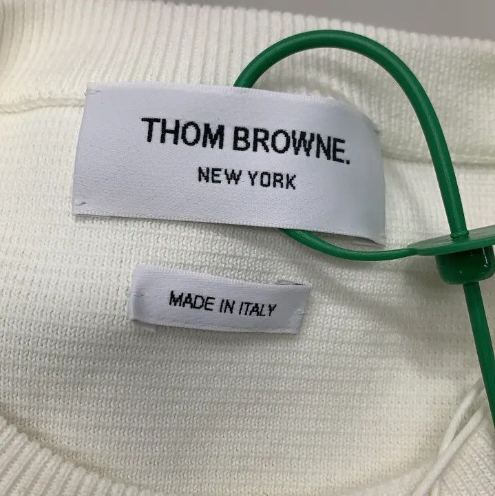 Thom Browne Thom Browne White Ribbed Detail Sweater for Men Size US M / EU 48-50 / 2 - 5 Thumbnail