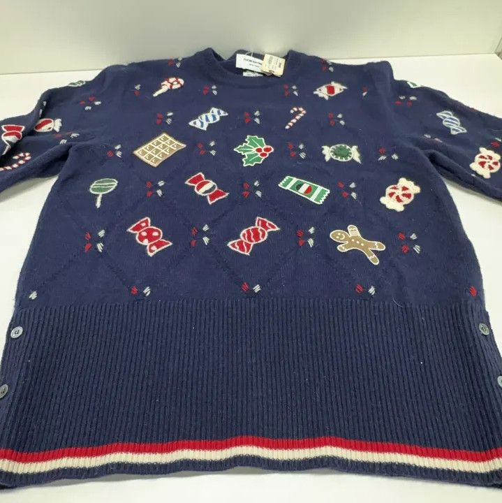 Thom Browne Thom Browne Colorful Knitted Sweater with Holiday Motifs Size US S / EU 44-46 / 1 - 7 Thumbnail