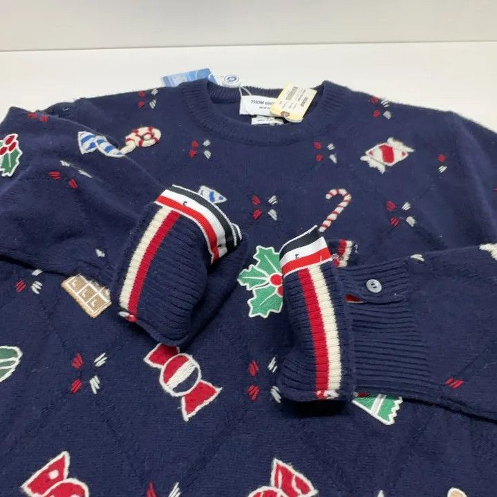 Thom Browne Thom Browne Colorful Knitted Sweater with Holiday Motifs Size US S / EU 44-46 / 1 - 9 Thumbnail