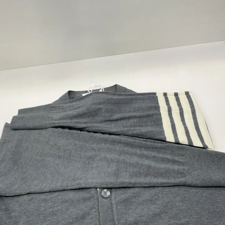 Thom Browne Thom Browne Classic Grey V-Neck Cardigan Sweater Size US S / EU 44-46 / 1 - 9 Thumbnail