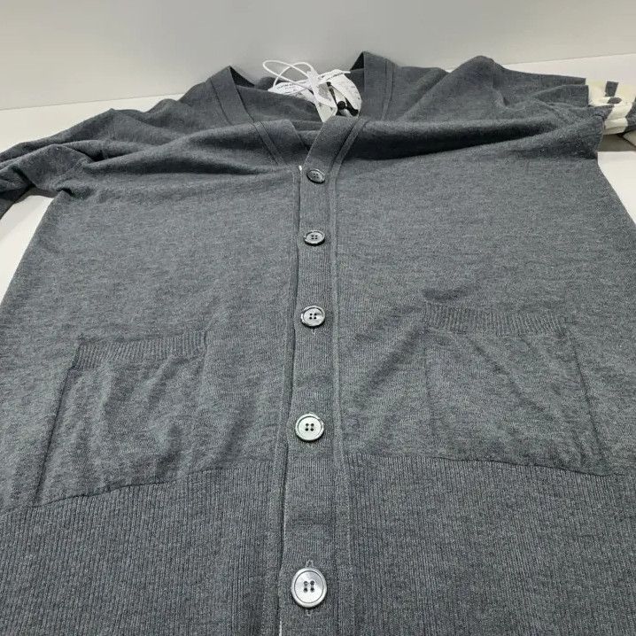 Thom Browne Thom Browne Classic Grey V-Neck Cardigan Sweater Size US S / EU 44-46 / 1 - 6 Thumbnail