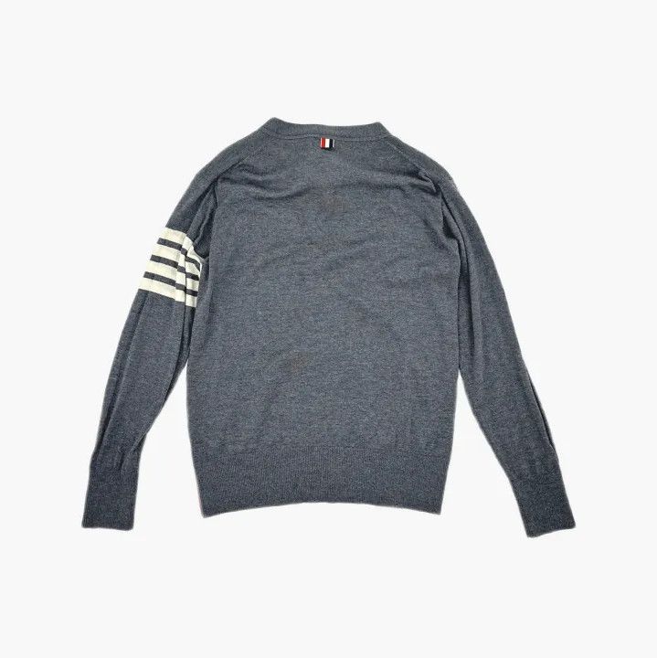 Thom Browne Thom Browne Classic Grey V-Neck Cardigan Sweater Size US S / EU 44-46 / 1 - 3 Thumbnail