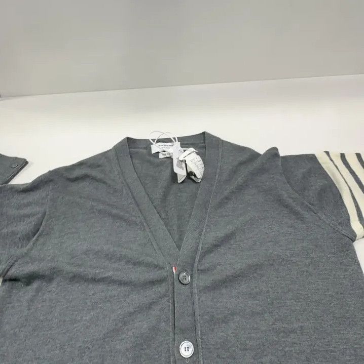 Thom Browne Thom Browne Classic Grey V-Neck Cardigan Sweater Size US S / EU 44-46 / 1 - 7 Thumbnail
