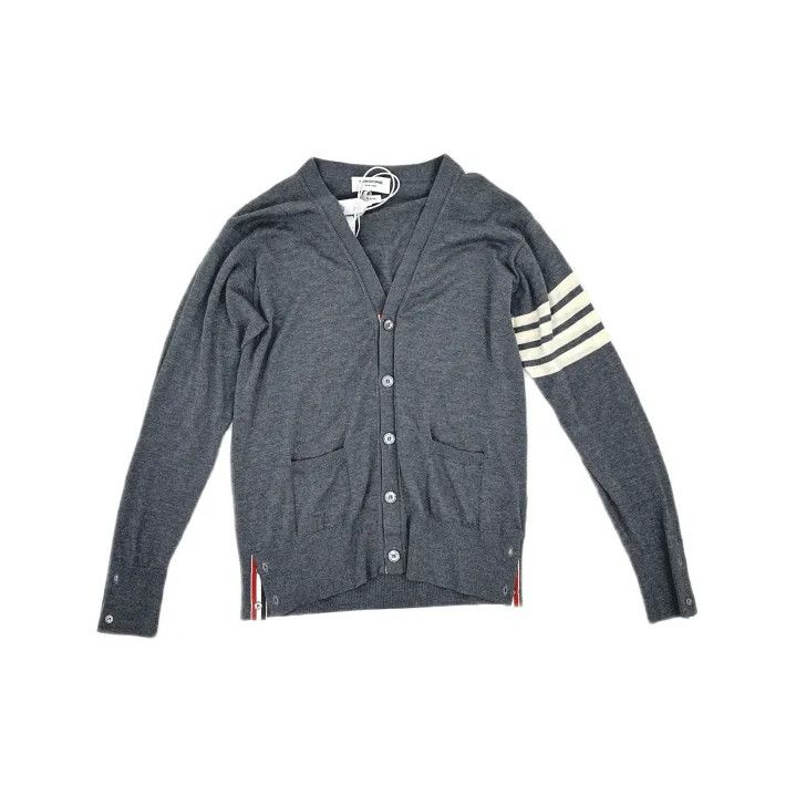 Thom Browne Thom Browne Classic Grey V-Neck Cardigan Sweater Size US S / EU 44-46 / 1 - 2 Thumbnail