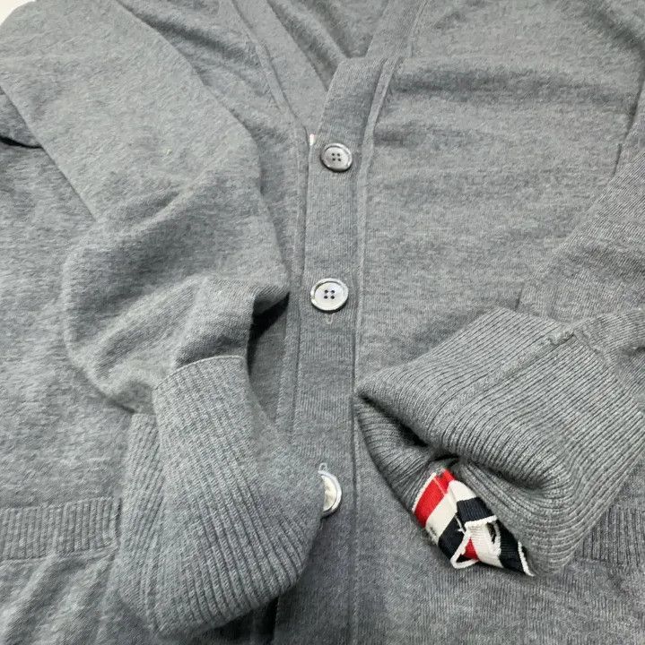 Thom Browne Thom Browne Classic Grey V-Neck Cardigan Sweater Size US S / EU 44-46 / 1 - 10 Thumbnail