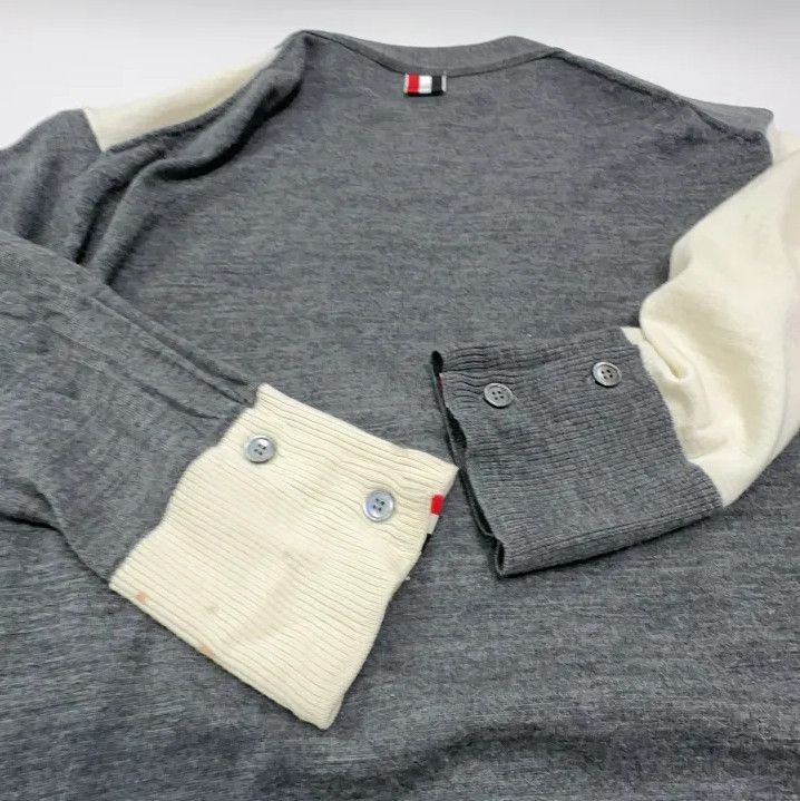 Thom Browne Thom Browne Gray V-Neck Striped Cardigan Sweater Size US M / EU 48-50 / 2 - 12 Thumbnail