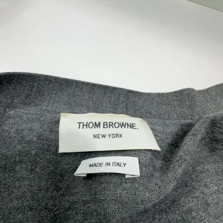 Thom Browne Thom Browne Gray V-Neck Striped Cardigan Sweater Size US M / EU 48-50 / 2 - 4 Thumbnail