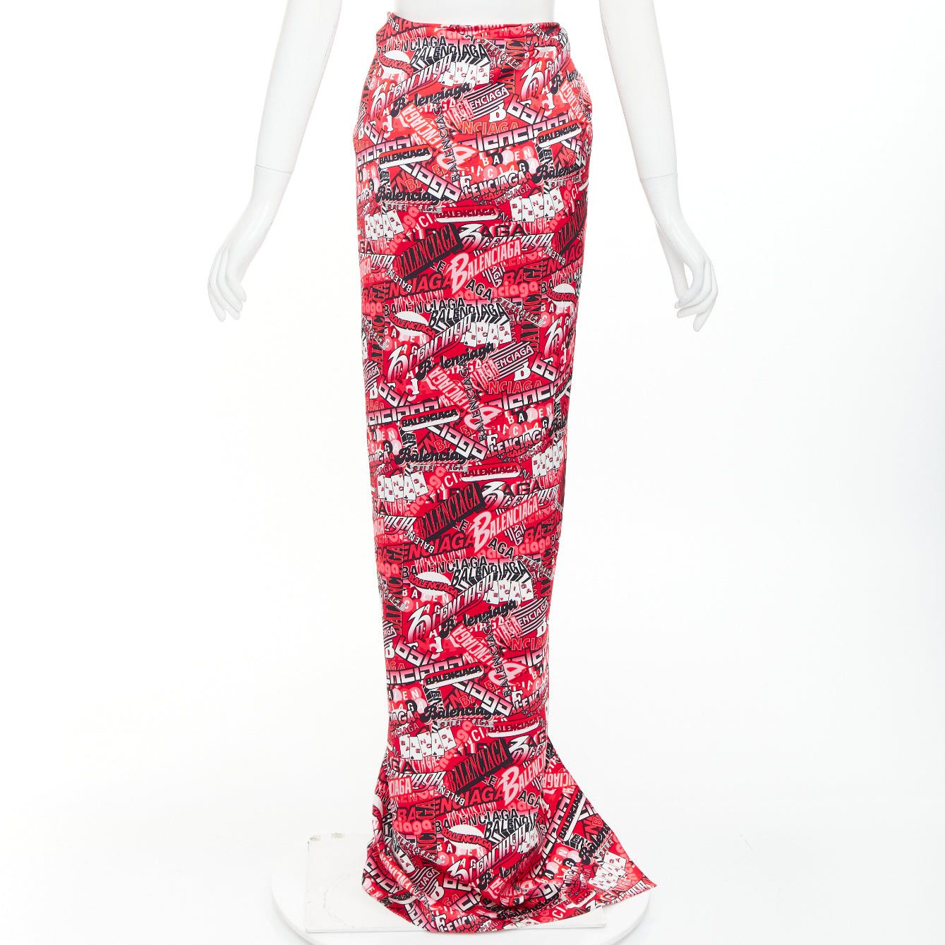 Balenciaga BALENCIAGA Demna 2019 Runway red all over collage logo graphic self tie wrap maxi skirt FR34 XS Size 26" / US 2 / IT 38 - 5 Thumbnail