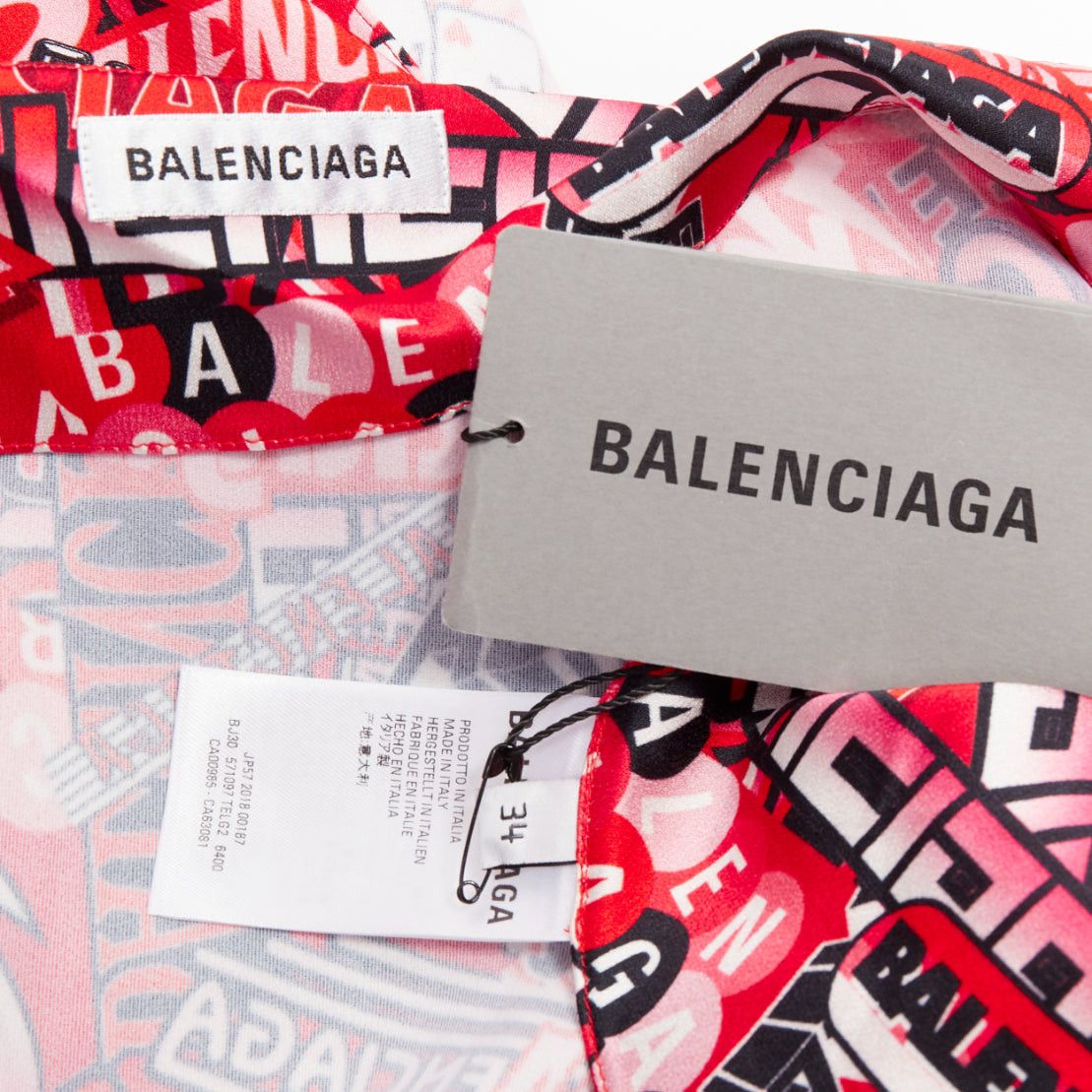 Balenciaga BALENCIAGA Demna 2019 Runway red all over collage logo graphic self tie wrap maxi skirt FR34 XS Size 26" / US 2 / IT 38 - 8 Thumbnail
