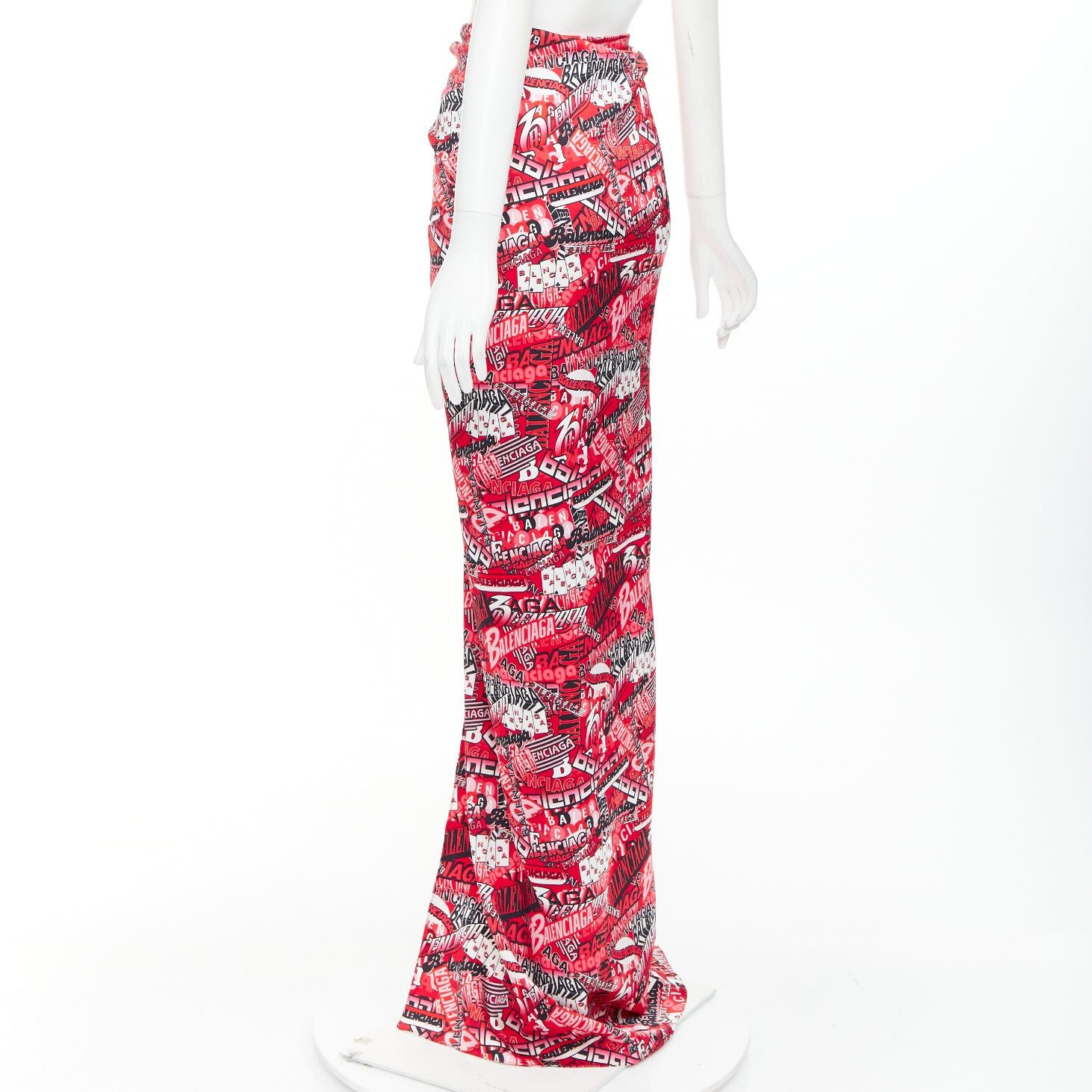 Balenciaga BALENCIAGA Demna 2019 Runway red all over collage logo graphic self tie wrap maxi skirt FR34 XS Size 26" / US 2 / IT 38 - 6 Thumbnail
