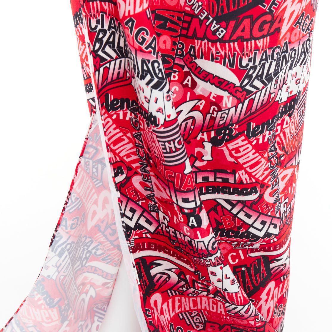 Balenciaga BALENCIAGA Demna 2019 Runway red all over collage logo graphic self tie wrap maxi skirt FR34 XS Size 26" / US 2 / IT 38 - 7 Thumbnail