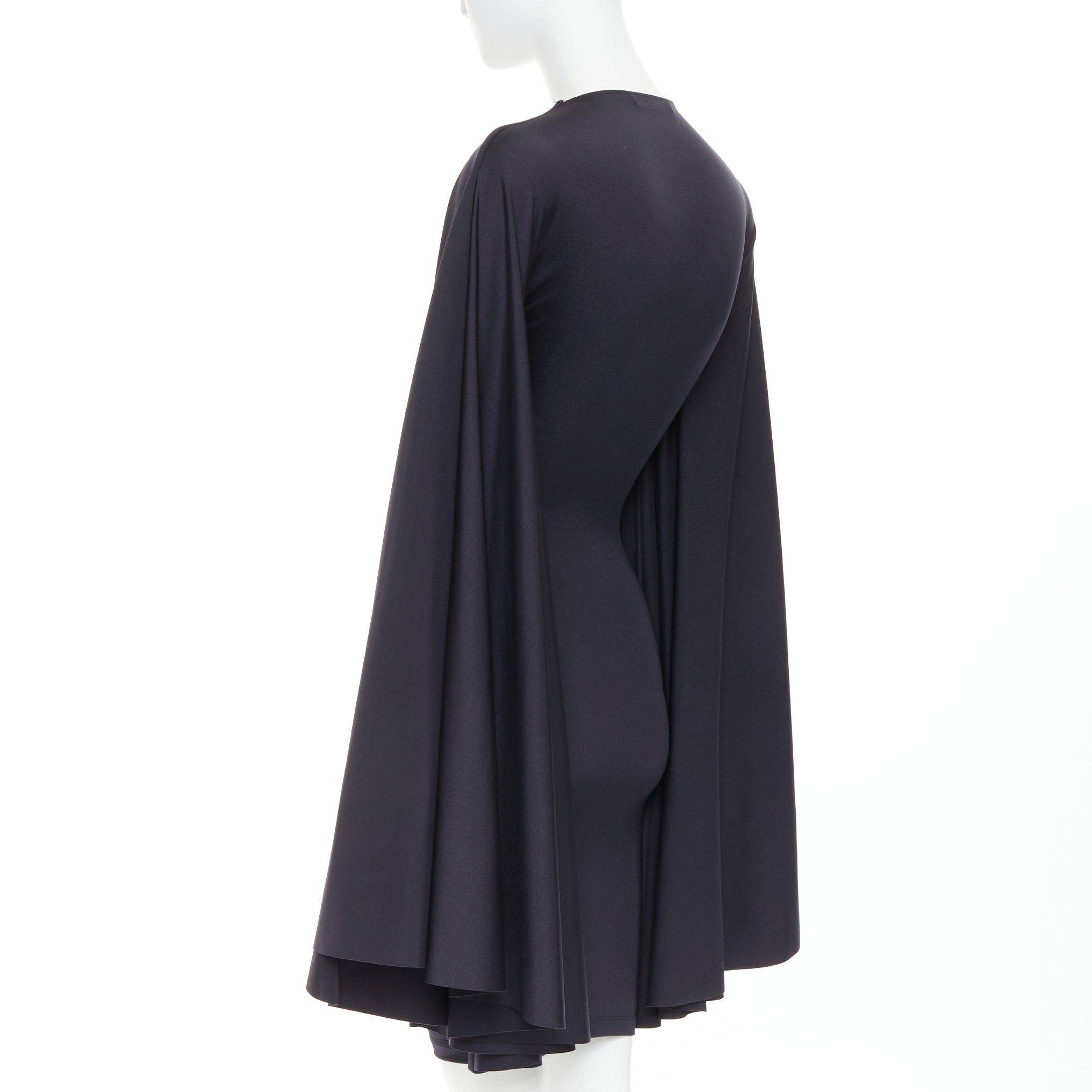 Balenciaga BALENCIAGA Demna 2019 black spandex caped vacuum sucked back bodycon dress FR34 XS Size XS / US 0-2 / IT 36-38 - 5 Thumbnail