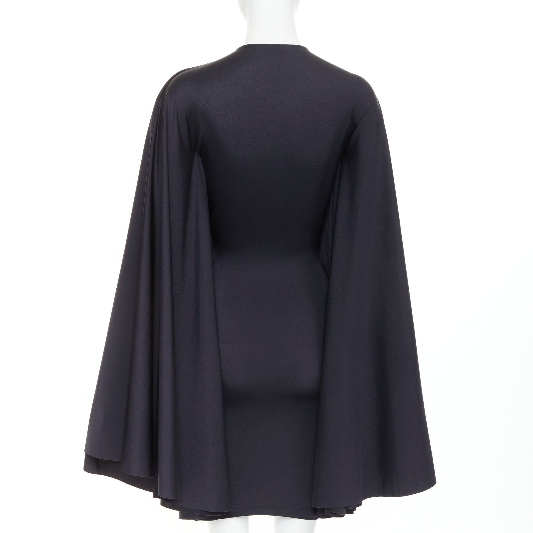 Balenciaga BALENCIAGA Demna 2019 black spandex caped vacuum sucked back bodycon dress FR34 XS Size XS / US 0-2 / IT 36-38 - 2 Thumbnail