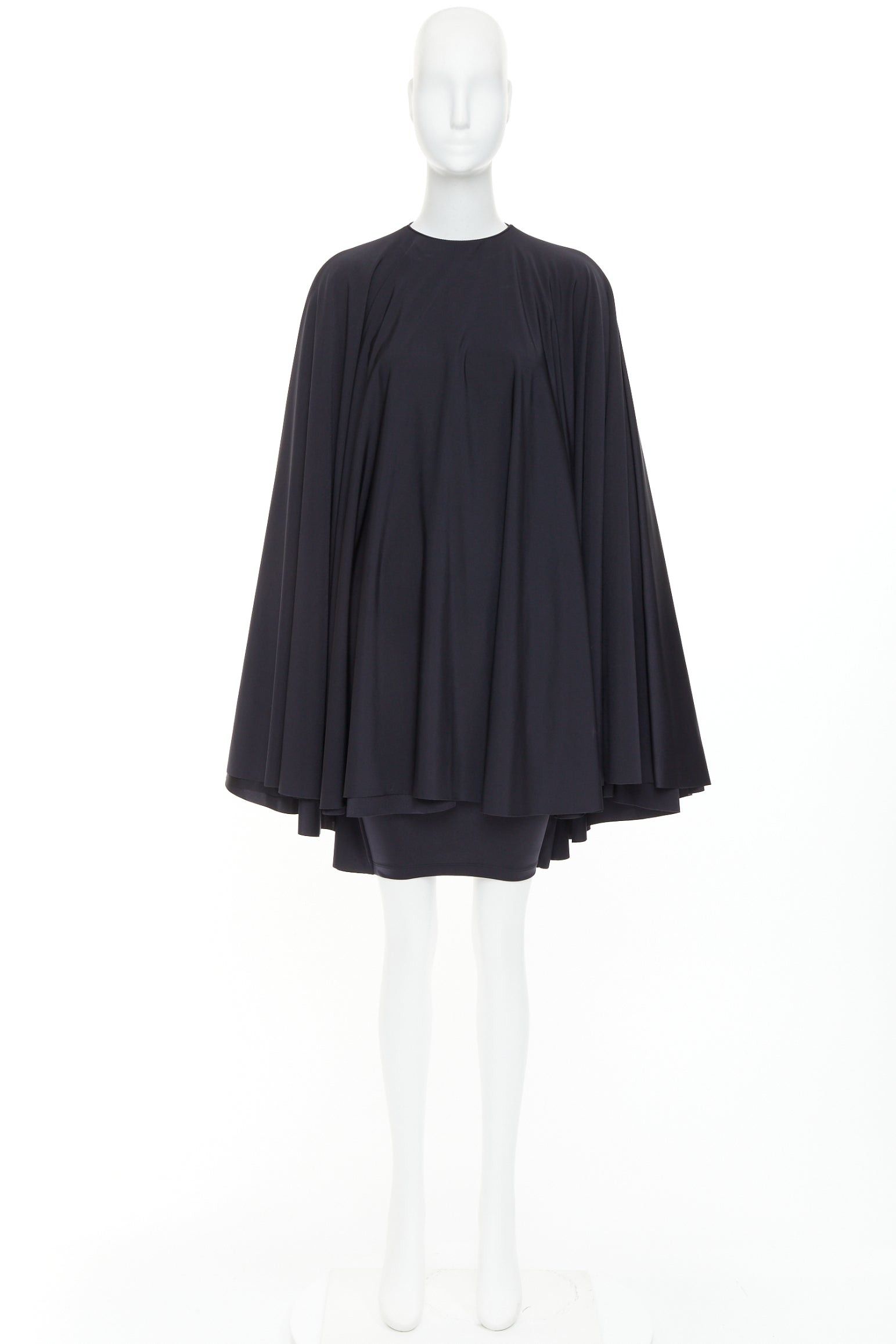 Balenciaga BALENCIAGA Demna 2019 black spandex caped vacuum sucked back bodycon dress FR34 XS Size XS / US 0-2 / IT 36-38 - 10 Thumbnail