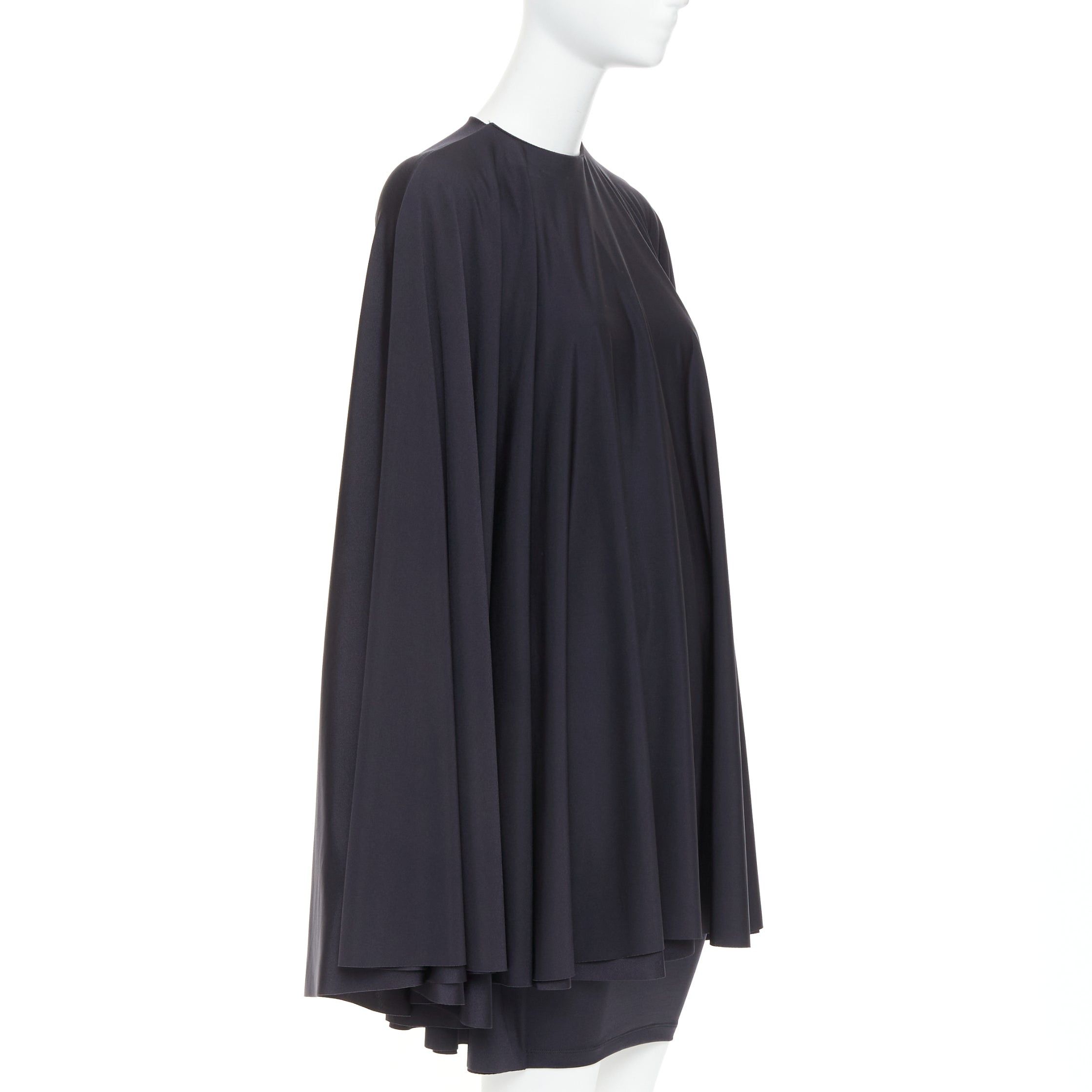 Balenciaga BALENCIAGA Demna 2019 black spandex caped vacuum sucked back bodycon dress FR34 XS Size XS / US 0-2 / IT 36-38 - 3 Thumbnail