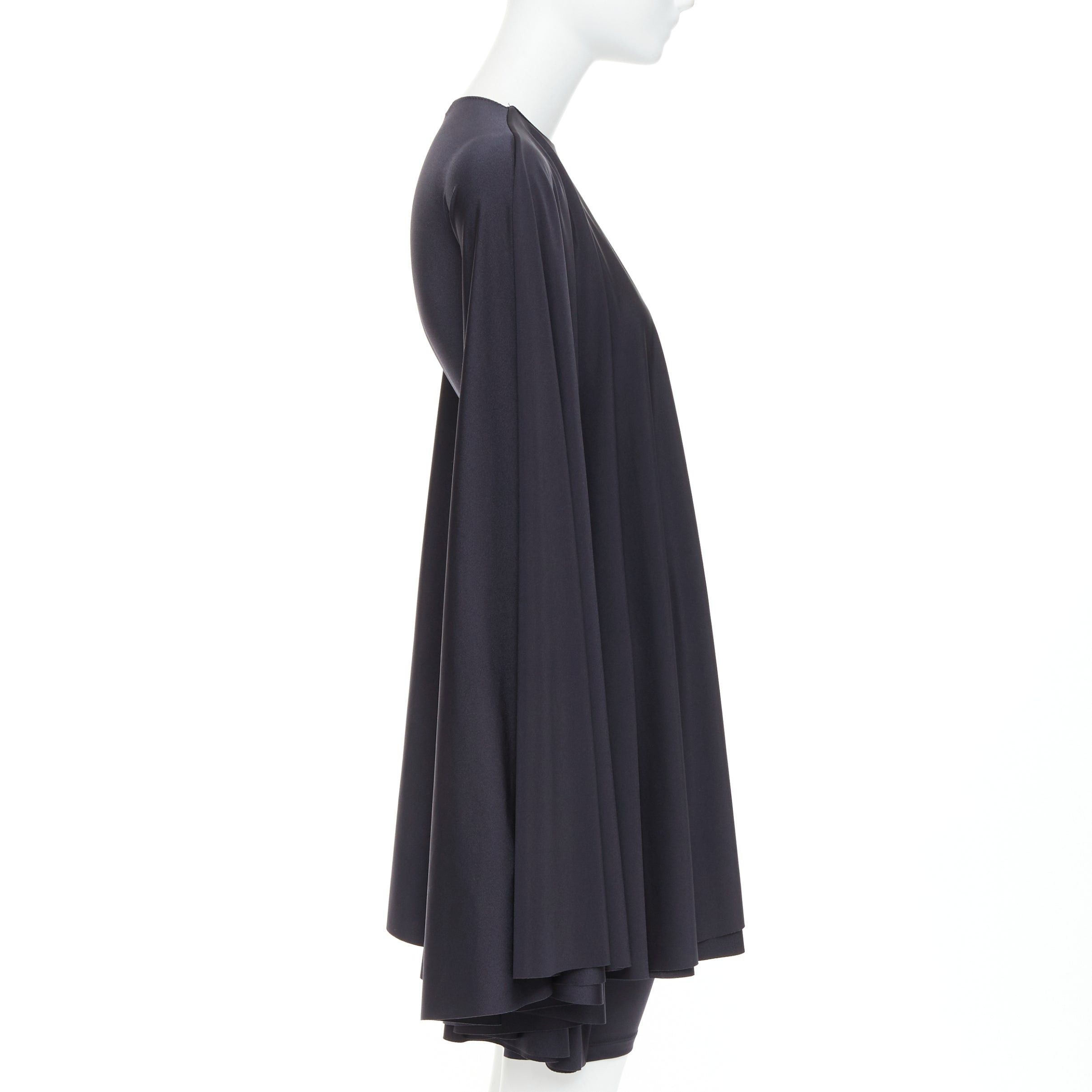 Balenciaga BALENCIAGA Demna 2019 black spandex caped vacuum sucked back bodycon dress FR34 XS Size XS / US 0-2 / IT 36-38 - 4 Thumbnail