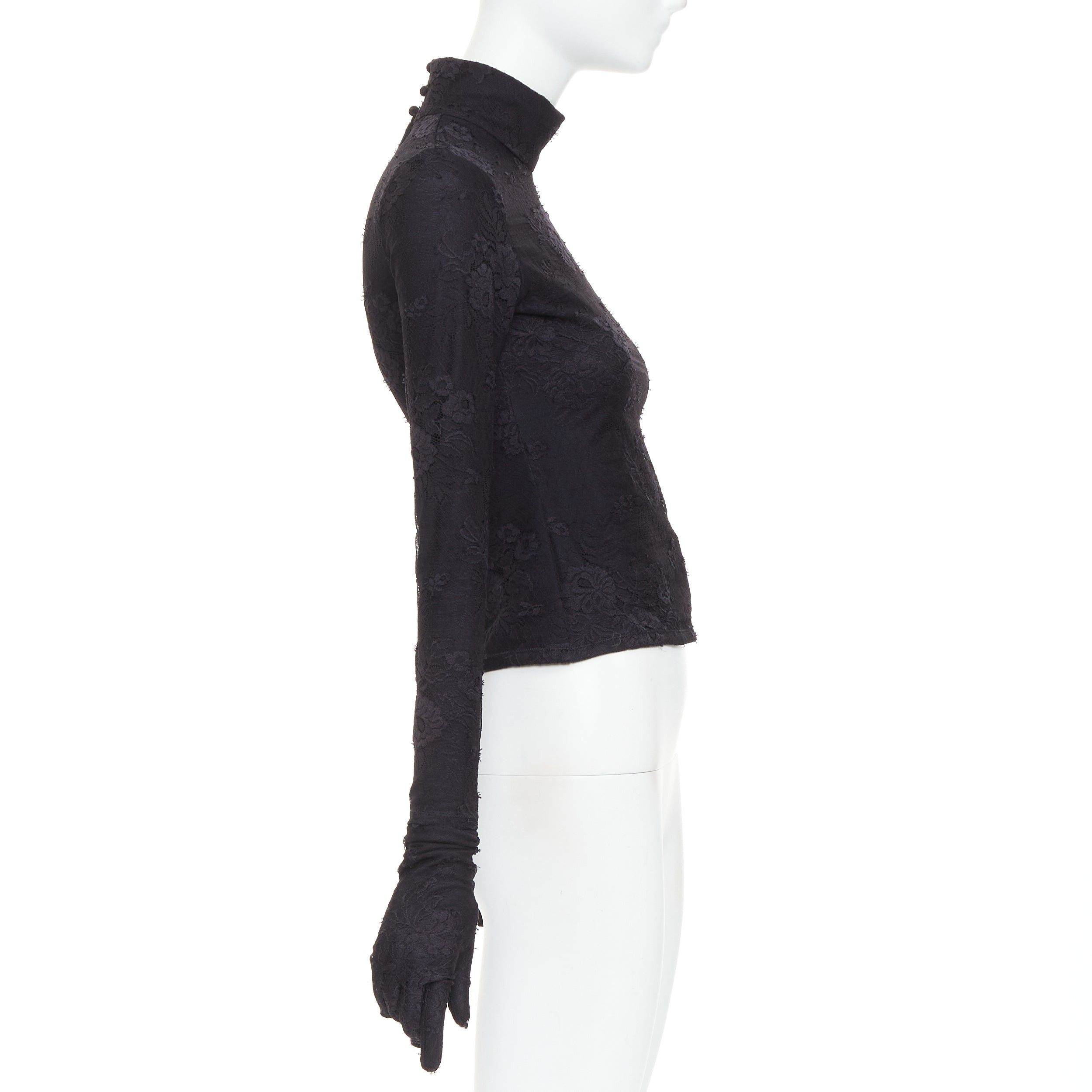 Balenciaga BALENCIAGA Demna 2022 black lace mock neck glove top FR34 XS Kim Kardashian Size XS / US 0-2 / IT 36-38 - 4 Thumbnail