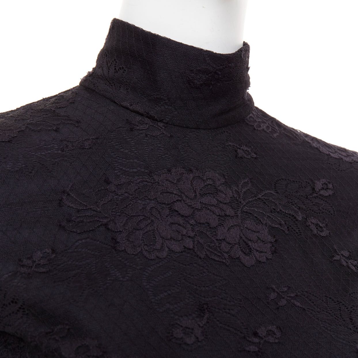 Balenciaga BALENCIAGA Demna 2022 black lace mock neck glove top FR34 XS Kim Kardashian Size XS / US 0-2 / IT 36-38 - 7 Thumbnail