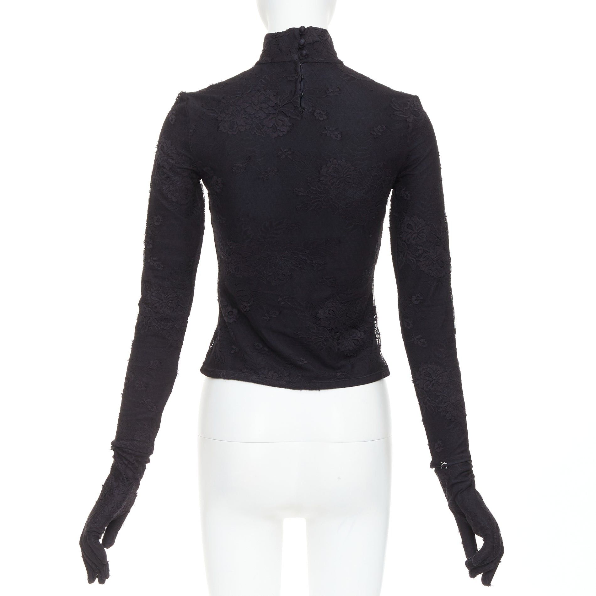 Balenciaga BALENCIAGA Demna 2022 black lace mock neck glove top FR34 XS Kim Kardashian Size XS / US 0-2 / IT 36-38 - 5 Thumbnail
