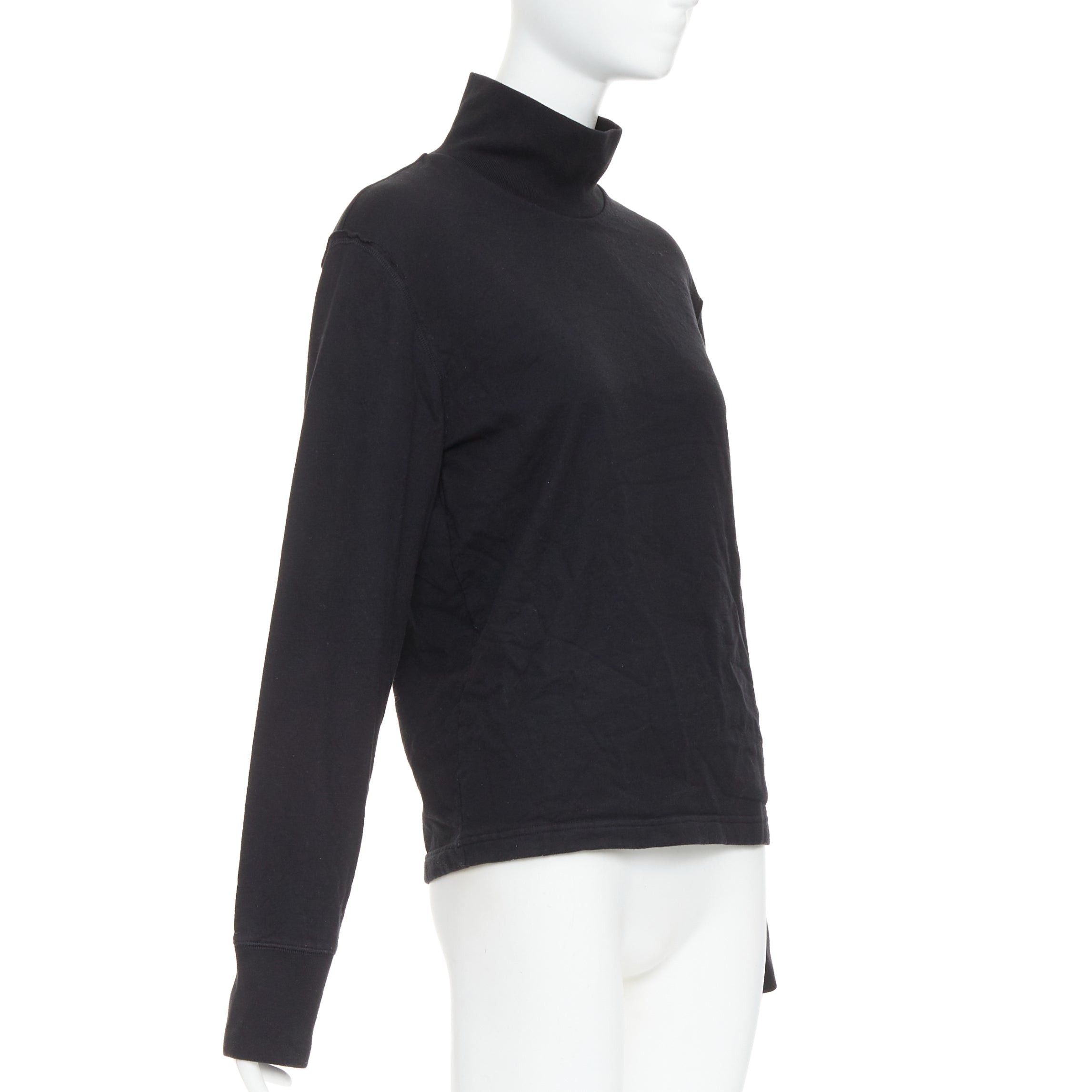 Balenciaga BALENCIAGA Demna 2020 black fleece lined distressed inside out turtleneck top M Size M / US 6-8 / IT 42-44 - 3 Thumbnail