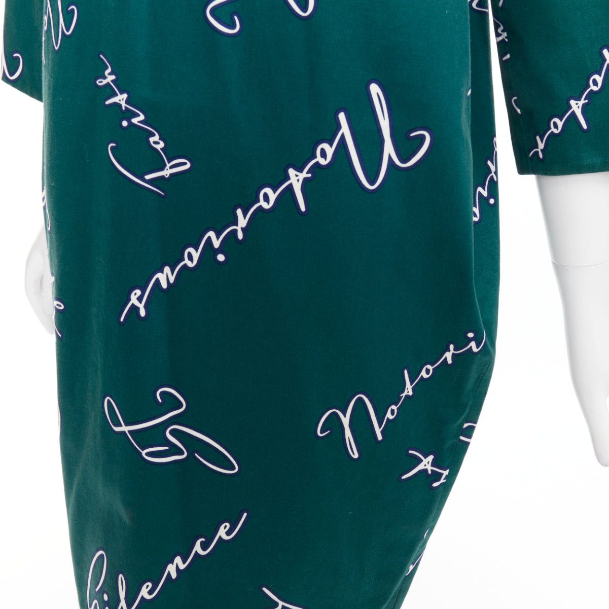 Jil Sander JIL SANDER green white cotton italic words graphic print cocoon dress FR32 XXS Size XS / US 0-2 / IT 36-38 - 7 Thumbnail