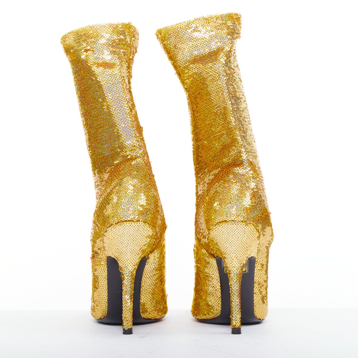 Balenciaga BALENCIAGA Demna Knife gold holographic sequins point toe stiletto sock ankle boots EU36 Size US 6 / IT 36 - 5 Thumbnail