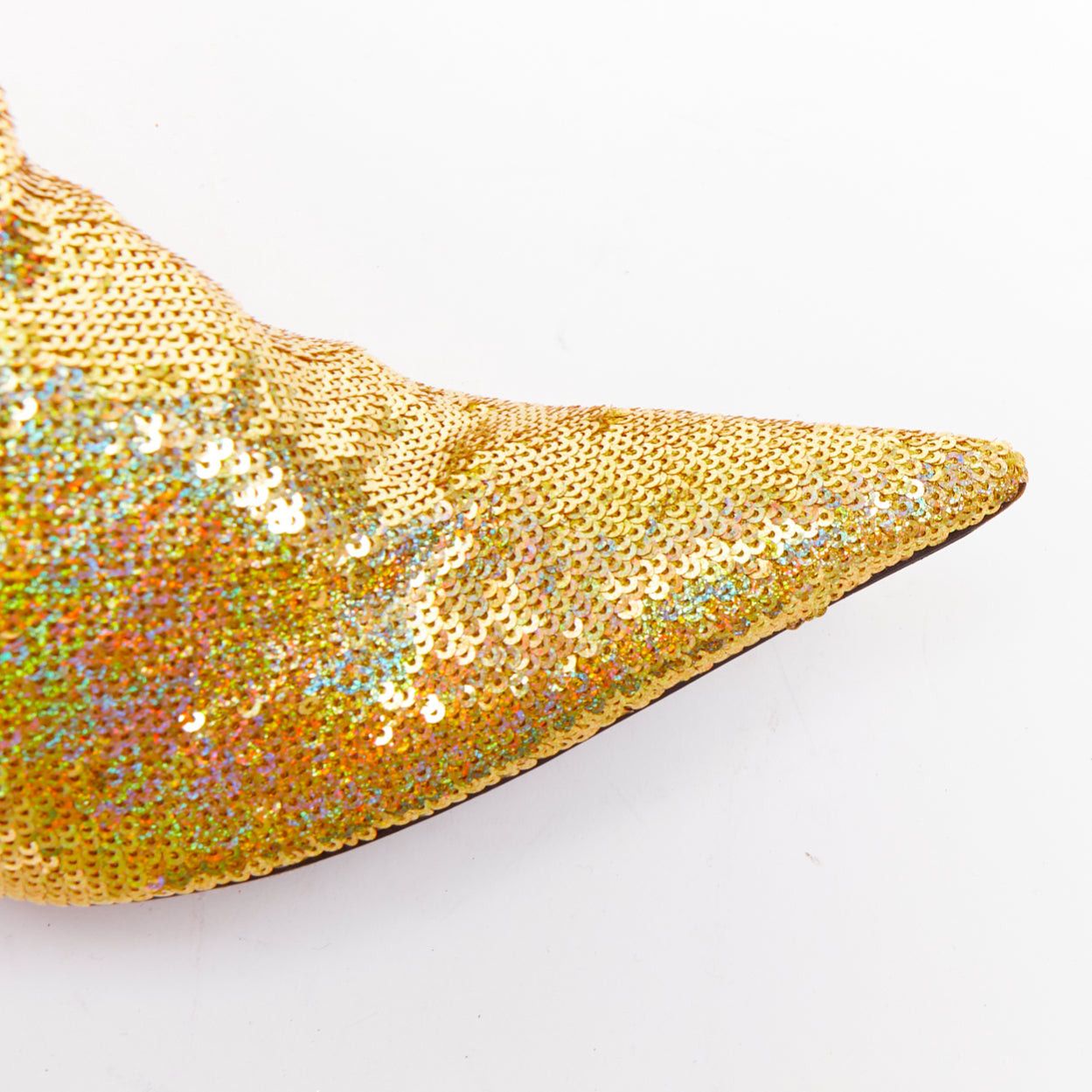 Balenciaga BALENCIAGA Demna Knife gold holographic sequins point toe stiletto sock ankle boots EU36 Size US 6 / IT 36 - 9 Thumbnail