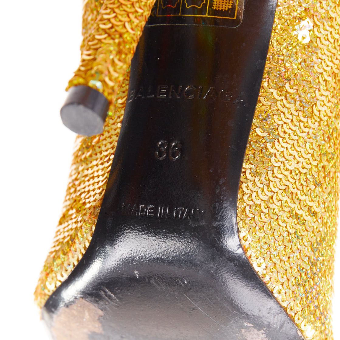 Balenciaga BALENCIAGA Demna Knife gold holographic sequins point toe stiletto sock ankle boots EU36 Size US 6 / IT 36 - 8 Thumbnail